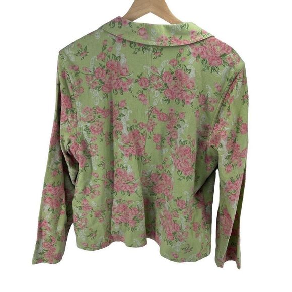 NWT Christopher & Banks linen Pink Floral Patterned blazer Jacket large NEW - Picture 3 of 12